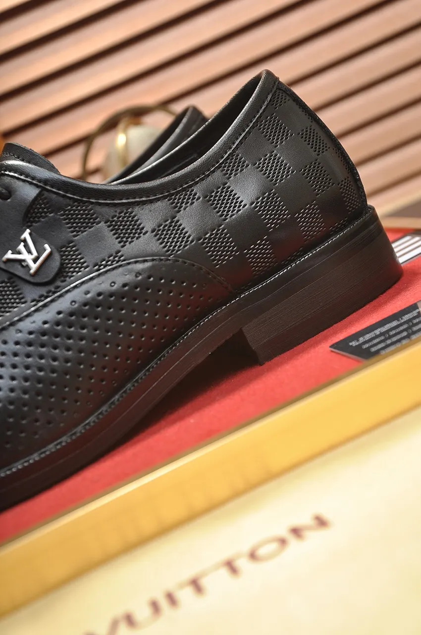 Men's shoes💰460💶【LOUIS VUITTON】(sheepskin lining) new cowhide LV formal shoes🎩🎩❗️🆘made one to one at the counter🎩original quality, imported cowhide upper➕full sheepskin lining➕original rubber outsole, {high quality visible}👣Size: 38-45 (45 custom-made)